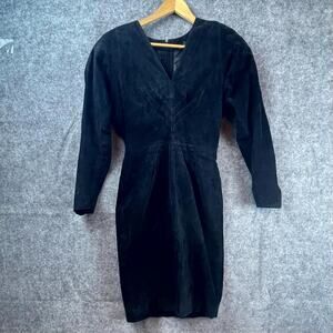 Vintage Clifford Olson for Tannery West Suede Dress Womens 6 Black Western Edgy